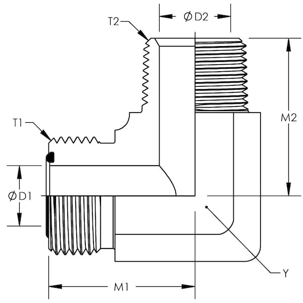 Male Flat Face O-Ring To Male Pipe 90° Elbow